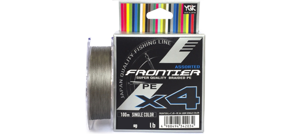 Шнур YGK Frontier Assorted x4 100m (серый) #1.2/0.185mm 12lb/5.4kg