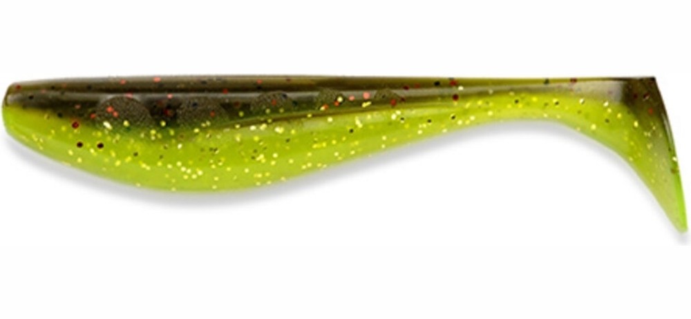 Силикон FishUp Wizzle Shad 3.0" (8шт) #203 -  Green Pumpkin/Flo Chartreuse