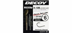 Крючки одинарные Decoy K-105 Live bait light #6 (12шт в уп)- фото