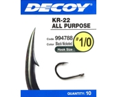 Крючки одинарные Decoy KR-22 Black Nickeled