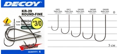 Крючки одинарные Decoy KR-29 WORM ROUND-FINE #3/0 (4шт в уп)- фото