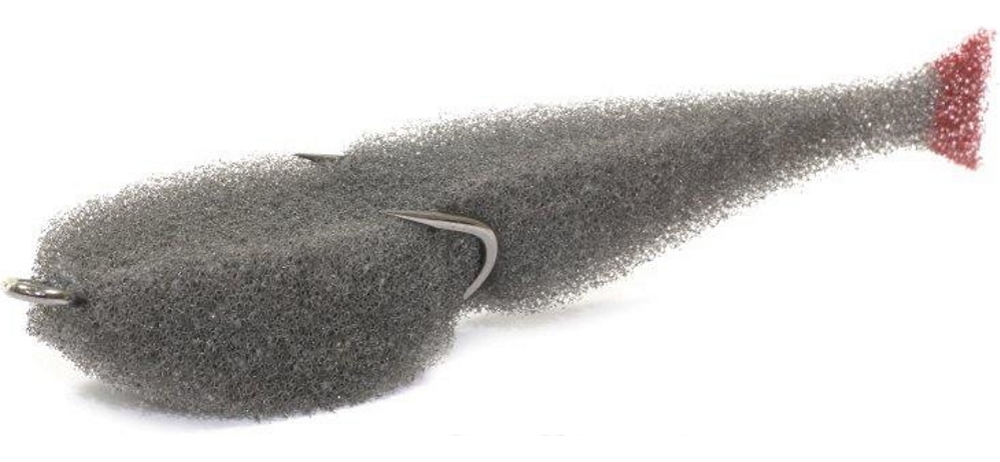 Поролоновая рыбка Lex Porolonium Classic Fish CD 12 G (серое тело/красный хвост) (упак. 5шт) - фото