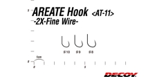 Крючки одинарные Decoy AT-11-Areate Hook Fine Wire #10 (10 шт в уп)- фото3